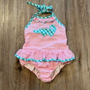 Classic Whimsy Romper Little Toddler Girl Size 5 Alligator Gingham Seersucker